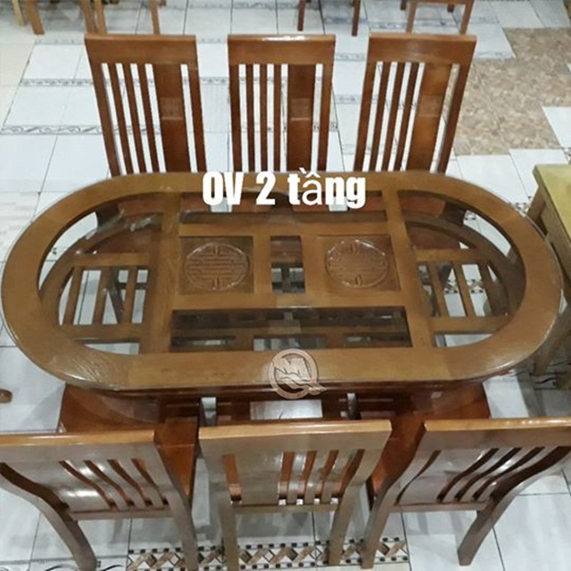 Bộ bàn ăn 6 ghế bằng gỗ tự nhiên giá rẻ