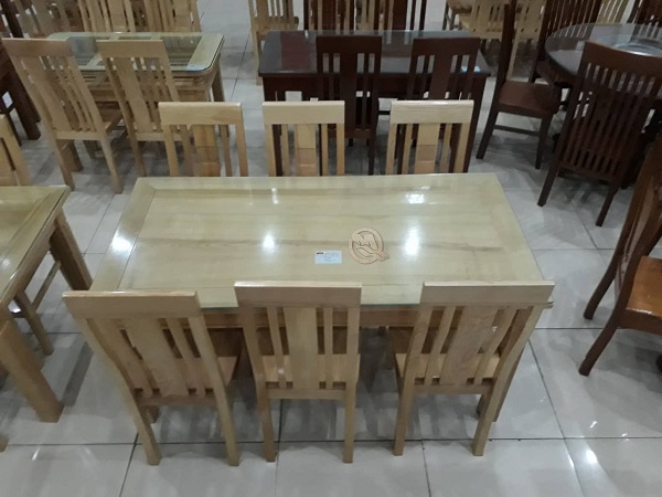 Mẫu bàn ghế ăn 6 ghế gỗ hình chữ nhật