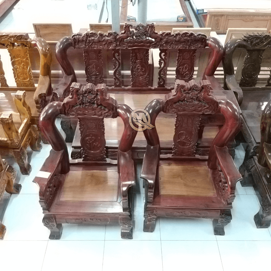 Bộ sofa song mã tràm mặt gõ - SP657