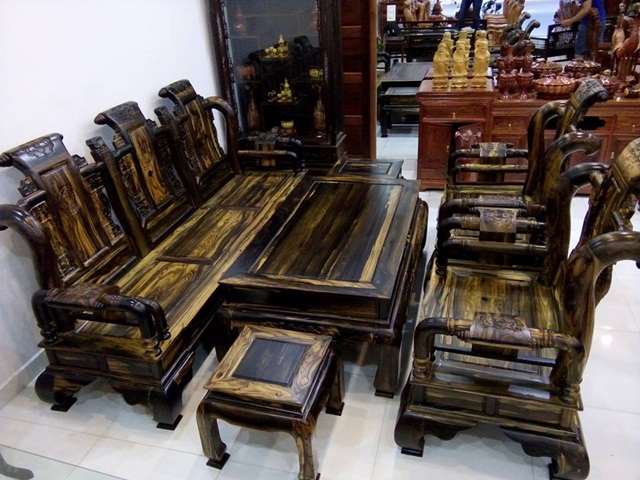 Bộ bàn ghế gỗ mun sọc