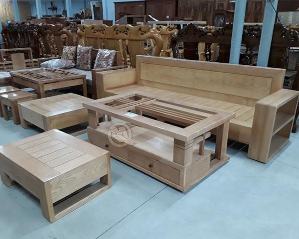 Bộ sofa gỗ sồi góc trơn - SP385