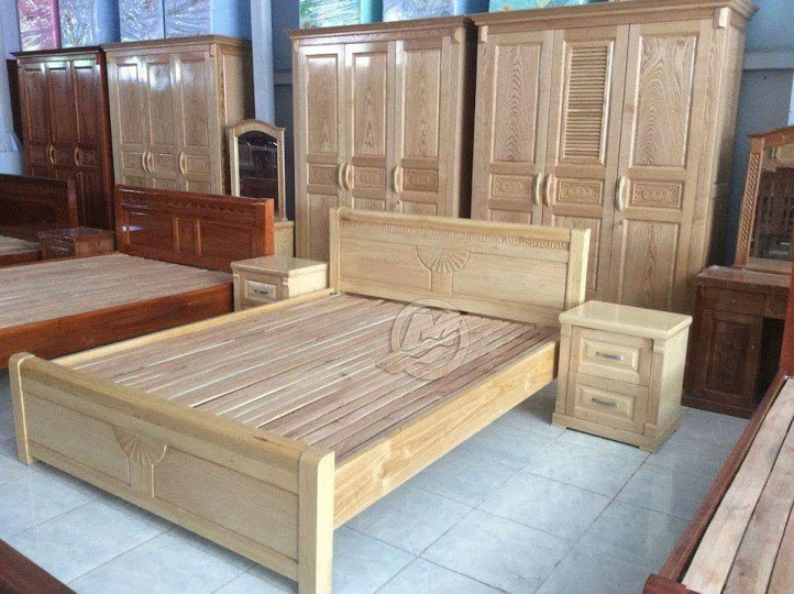 giường gỗ sồi kiểu quạt - sp402