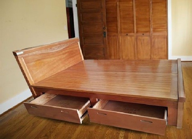 giường gỗ tự nhiên có ngăn kéo - Giường gỗ xoan đào giát phản