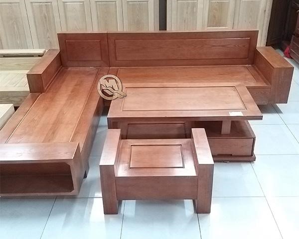 Bộ sofa gỗ sồi góc lớn mặt liền - SP658