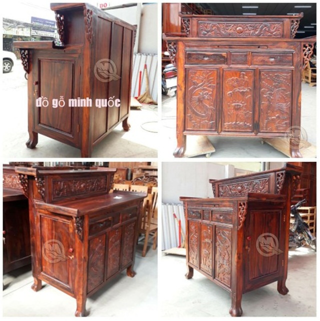 Tủ thờ 2 tầng chạm khắc tinh xảo